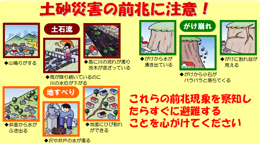 土砂災害の前兆に注意! 土砂災害の前兆に注意!