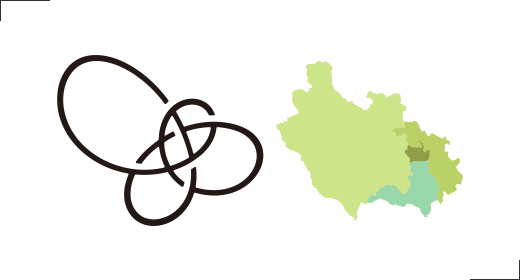 シンボルマークと鹿沼市の地図