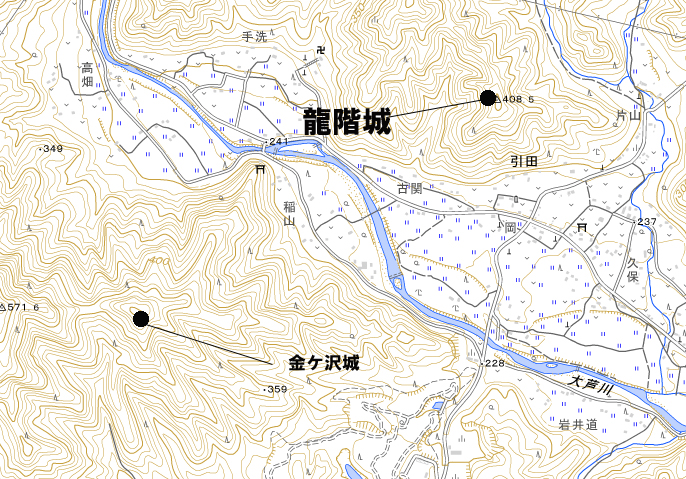 城の位置（国土地理院地図）