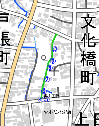 奥山医院西暗渠の地図 奥山医院西暗渠の地図