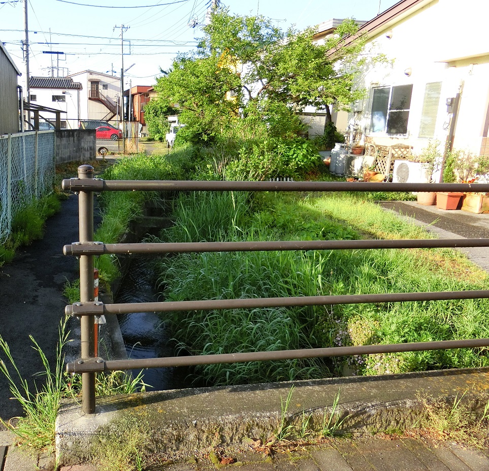 東小南西で道路をくぐると水路が見える