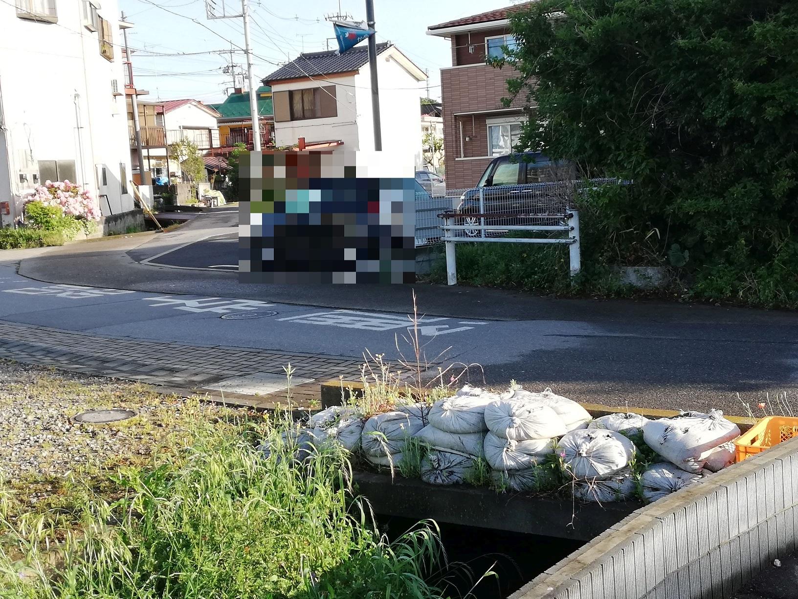 住宅街を下り道路をくぐって出てくる