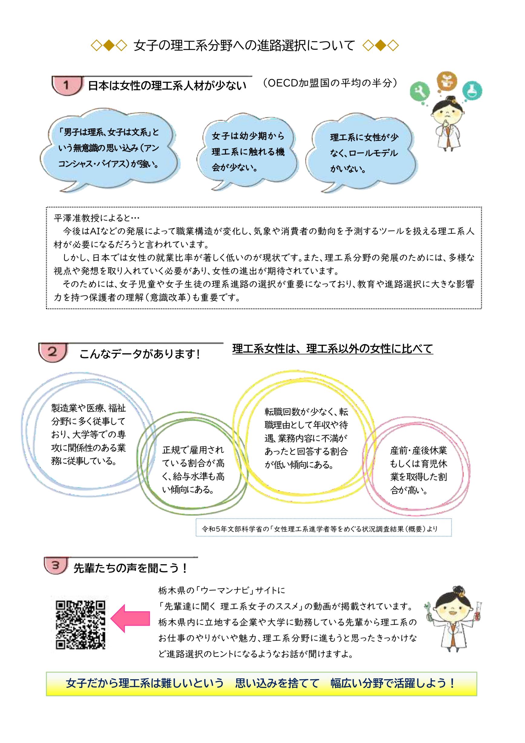 女子の理工系分野への進路選択について