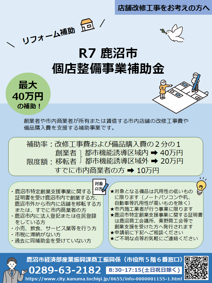 R7鹿沼市個店整備事業補助金