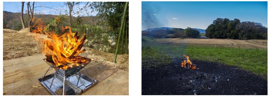 キャンプでのたき火