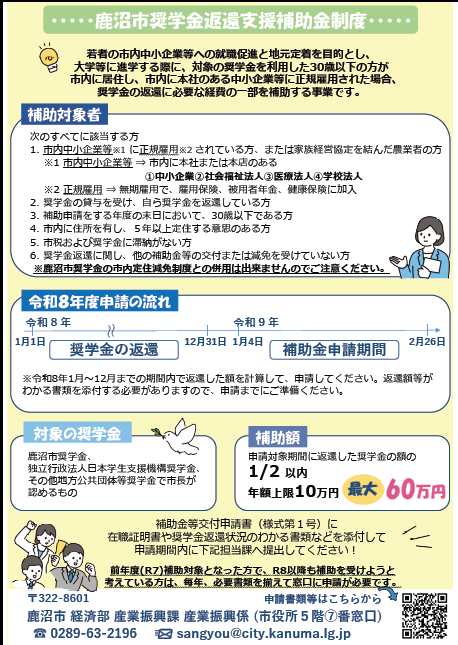 奨学金補助金チラシ裏面